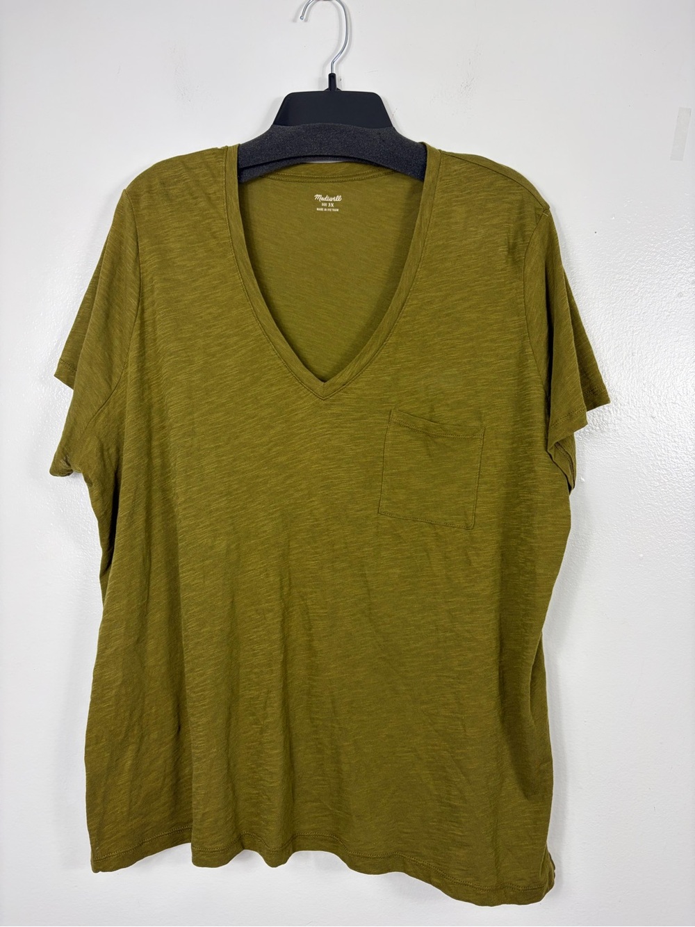 Madewell whisper cotton V-Neck Pocket Tee in Olive Green 3X